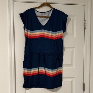 Stylish Navy and Red Striped Dress